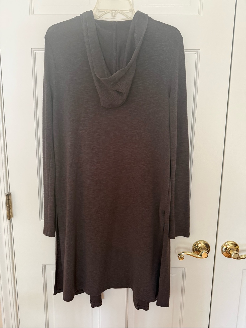 LAILA JAYDE WOMENS OPEN FRONT HOODED CARDIGAN DARK GREY SIZE SMALL - Picture 5 of 11